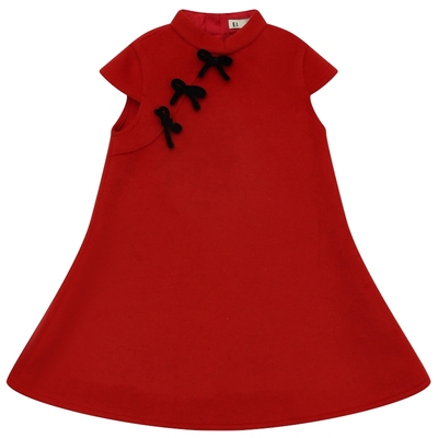 ei童装女童红色拜年服汉服旗袍