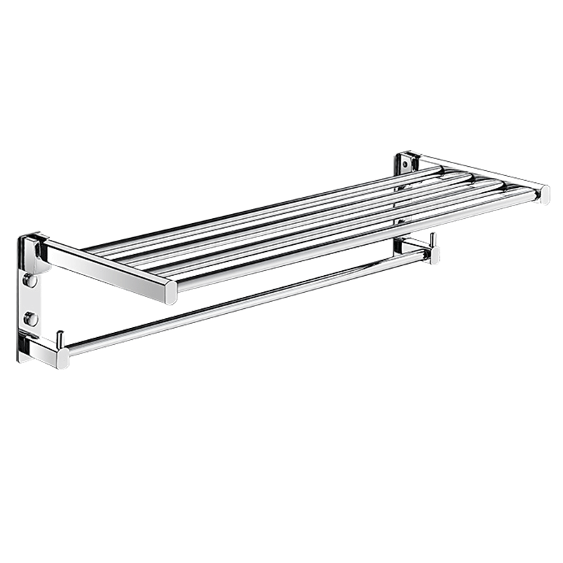 品牌全铜折叠毛巾架卫生间置物架免打孔浴巾架活动浴室收纳壁挂架