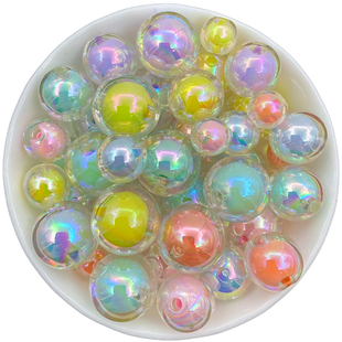 直孔镀AB彩珠中珠手工DIY包包编织手机链手链项链儿童益智串珠子