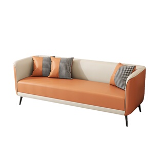 小户型沙发奶油风科技布公寓出租房休息区接待猫抓皮双三人位客厅