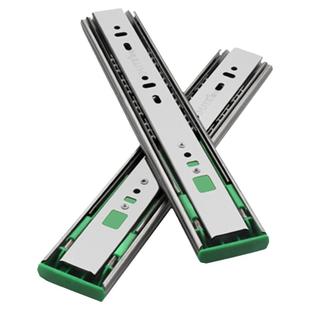 固特反弹阻尼三节滑道抽屉轨道加重厚型静音按反弹衣柜滑轨免拉手