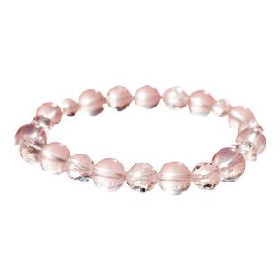 LOREN EYE 天然粉水晶手串白水晶高级真水晶手链女款闺蜜送女友