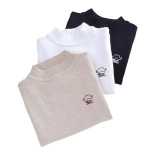 儿童毛衣中大童纯棉毛线衫宝宝圆领黑白色打底衫男女童加绒针织衫