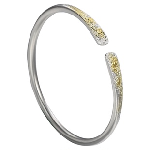 吴越老银铺正品足银9999清姿手镯古法开口可调节纯银手镯新款百搭