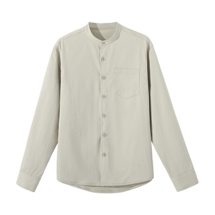 班尼路男士长袖衬衫男生春秋季休闲百搭纯色衬衣青少年潮流上衣LF