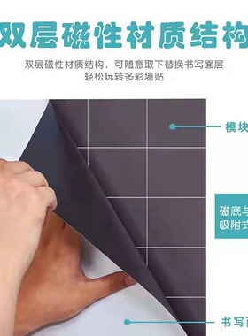 双层磁性软黑板墙贴 软绿板磁底软磁板 灰色双层背胶磁性黛灰板贴