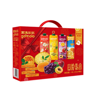 果满乐乐 4种口味100%果汁礼盒 橙汁苹果汁节日中秋送礼整箱饮料