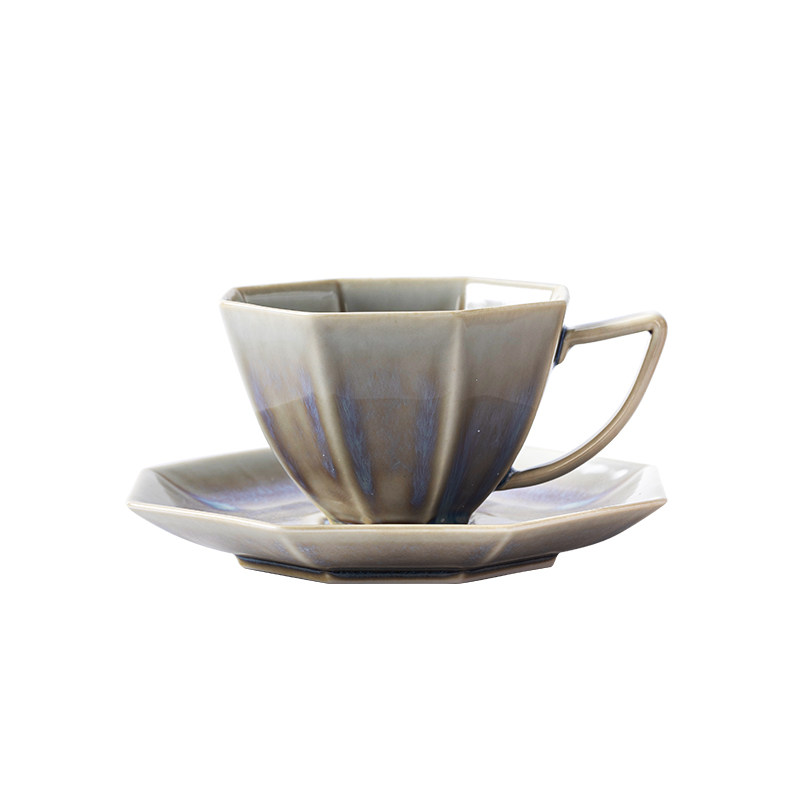 瓷都三彩八方盏咖啡杯