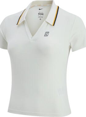 NIKE耐克女子时尚百搭v领POLO衫运动休闲短袖T恤IW1210-133