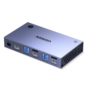 绿联kvm无缝切换器hdmi二进一出一套键盘鼠标控制两台电脑2双主机共用一个显示器带多usb共享同步分配分屏器