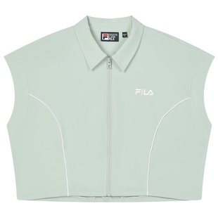 FILA 斐乐官方女士梭织马甲2024夏季新款时尚网球风宽松翻领上衣