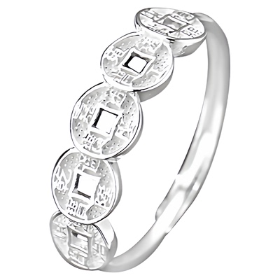 足银999招财铜钱币戒指