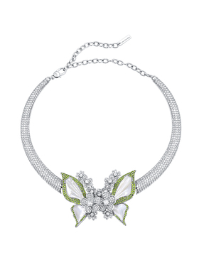 MOH贝母蝴蝶花卉绿水晶镶边颈圈