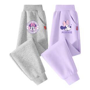 迪士尼女童春季裤子薄款2025新款春秋长裤女孩春装休闲儿童运动裤