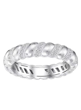 欧美925纯银拉丝麻花扭绳戒指