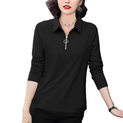 春秋季长袖韩版Polo领T恤