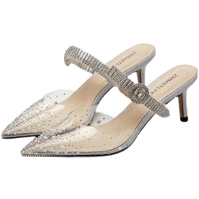 水钻高跟拖鞋性感半拖鞋