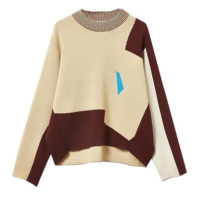 EXCEPTION女装圆筒提花撞色毛衣