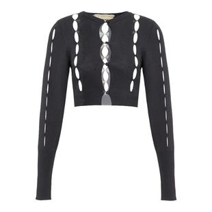 HSIYOUNWOO夏高级感防晒镂空薄款小外套高腰短款长袖针织开衫女