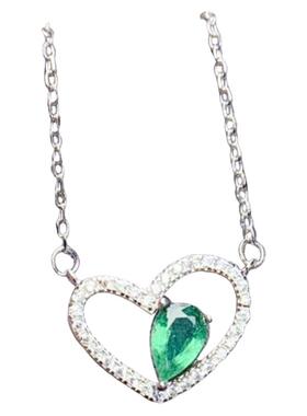 天然祖母绿吊坠4乘6爱心