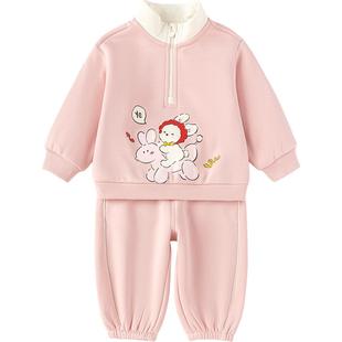 巴拉巴拉儿童运动套装男童女童加绒衣服冬季新款童装宝宝卫衣裤子