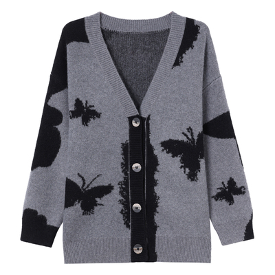 恒源祥100%纯羊毛衫宽松毛衣外套