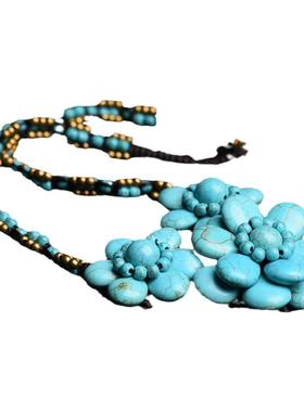 手工女圆珠夸张大花朵项链饰品