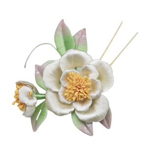 格格间原创【玉茗】红白山茶花非遗缠花发簪春天汉服流苏古风发饰