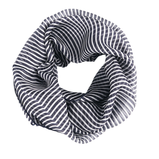 围脖女薄款桑蚕丝假领子真丝条纹围巾套头春秋保暖小丝巾护颈脖套