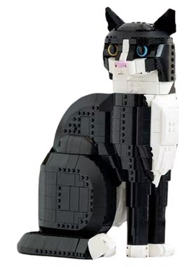 燕尾服猫奶牛猫拼装积木礼物