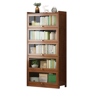 书架落地式竹制非实木多层收纳储置物架一体靠墙学生家用防尘书柜