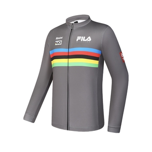 FILA 斐乐官方男士针织上衣2024冬季新款自行车运动修身加绒外套