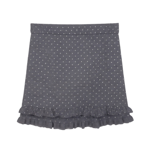 MOBAI默白 甜美风波点毛线半身裙女木耳边波浪短裙显瘦百搭A字裙