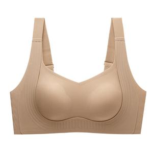 润微秋冬磨毛红色内衣女大胸显小粉底液隐形无痕防下垂本命年文胸