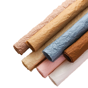 七色堇雪奈纸蓬蓬手揉纸褶皱纸防水雾面原生纸花艺资材鲜花包装纸