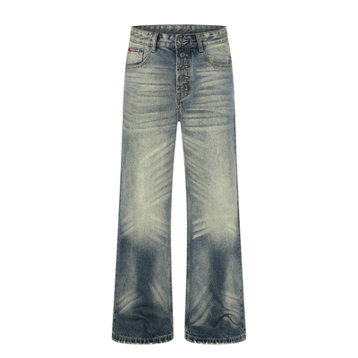 HY711水洗五连扣泥染A字蓝牛