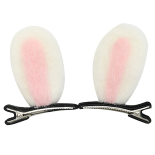 2023动物羊毛毡儿童立体耳朵对夹卡通小兔子女童发夹圣诞节日头饰