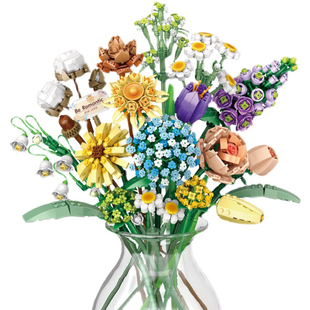 LOZ俐智积木花小颗粒拼装花朵 拼搭永生花 花束盆景插花鲜花玩具