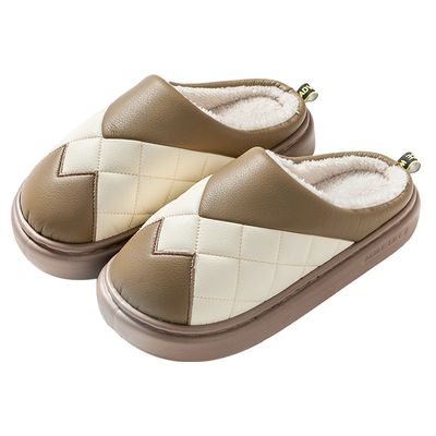 PU棉拖鞋男士秋冬季防水