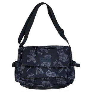 初中学生斜挎书包女孩可爱补习帆布袋高中生补课背包辅导班单肩包