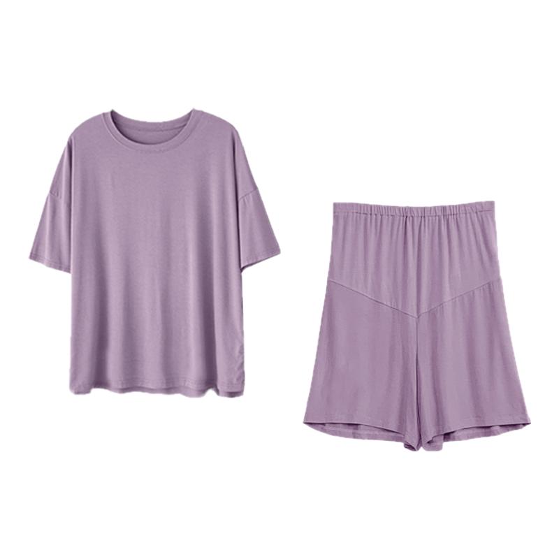 睡衣女夏季薄款短袖莫代尔孕妇月子服带胸垫孕期可哺乳家居服套装