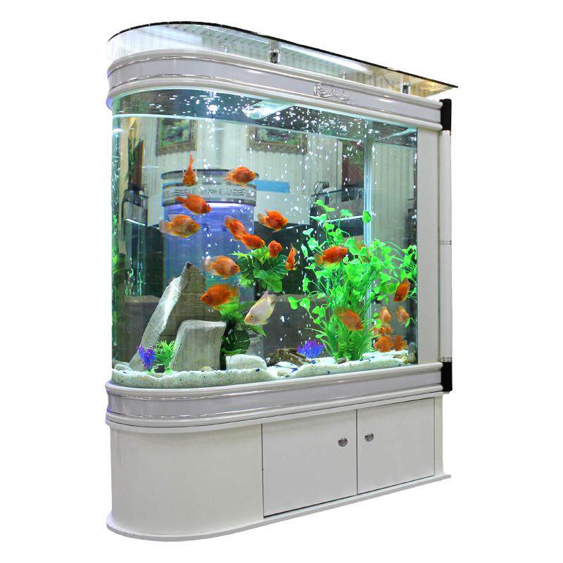 喜灏鱼缸水族箱高清玻璃子弹头鱼缸屏风中型大型1米客厅家用鞋柜