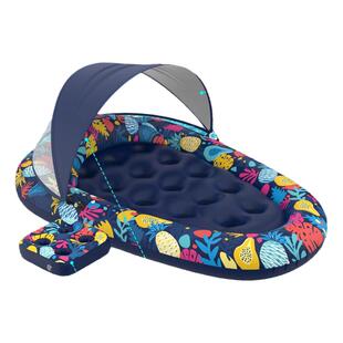 成人水上充气泳池遮阳棚浮床洞洞漂浮排游泳圈防晒躺椅沙发托盘