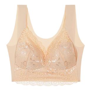 大码文胸罩夏季美背心式无痕无钢圈薄款D胖mm200斤大胸显小内衣女