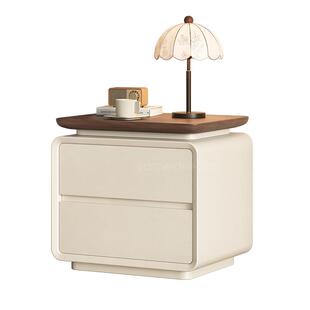 全实木床头柜家用卧室国家补贴2026新款小型中古奶油风床边收纳柜