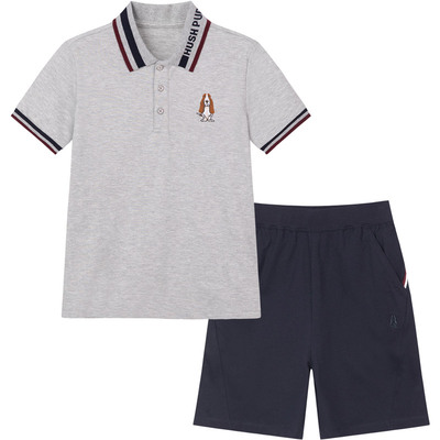 暇步士男童夏季polo短袖短裤套装
