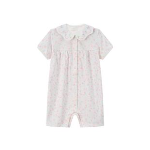 TeenieWeenie Kids小熊童装25春夏款女宝宝婴儿翻领短袖连体哈衣