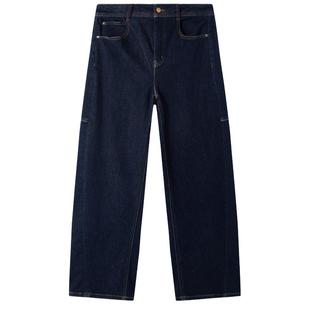 谜底牛仔裤长裤2025冬季新品弧线剪裁复古活力直筒裤女254MJ1659