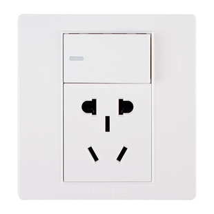 德力西一开多控五孔插座四孔带三联中途开关86型家用暗装5孔面板