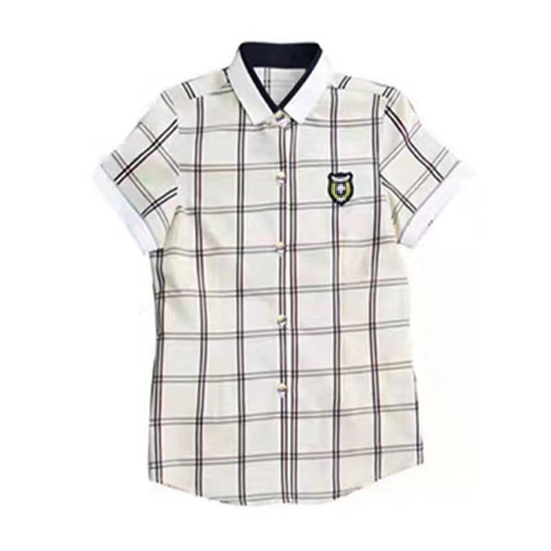 南宁正装校服 小学生夏季制服格子套装浅黄短袖短裤通用校服包邮
